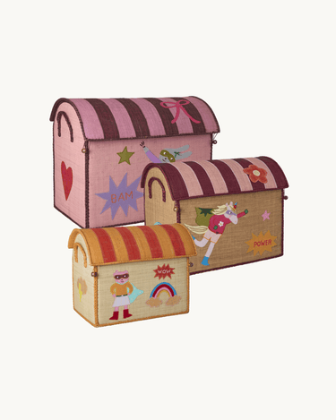 Small Raffia Basket 'Pink Hero'