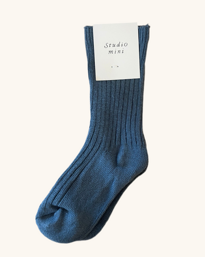 Ribbed Socks Grey Blue