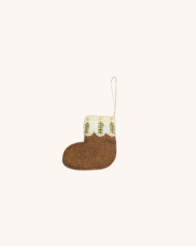 Christmas Ornament Brown Stocking