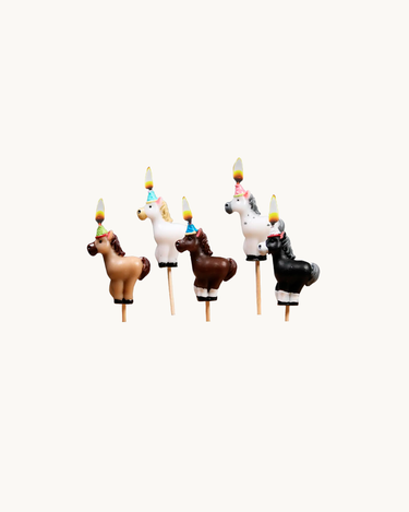 Cake Candles Ponies in Party Hats