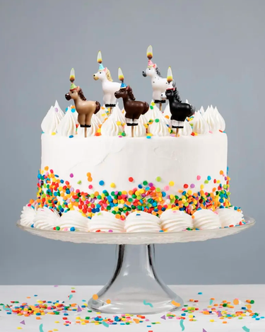 Cake Candles Ponies in Party Hats