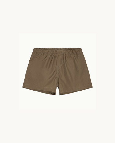 Brown Cotton Shorts with Pockets