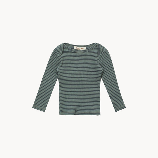 Kishon Baby T-Shirt, Spruce Navy Stripe