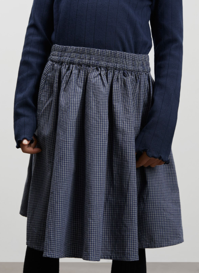 Flora Skirt, Blue/Grey Check