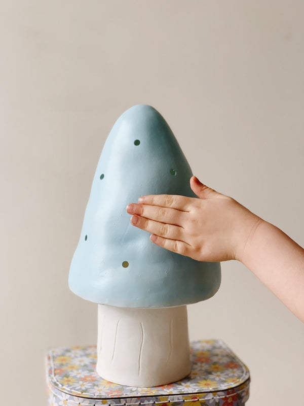 Small Mushroom Lamp, Light Blue